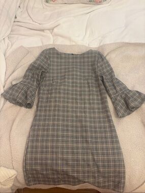 H&M Plaid Bell-Sleeve Shift Dress